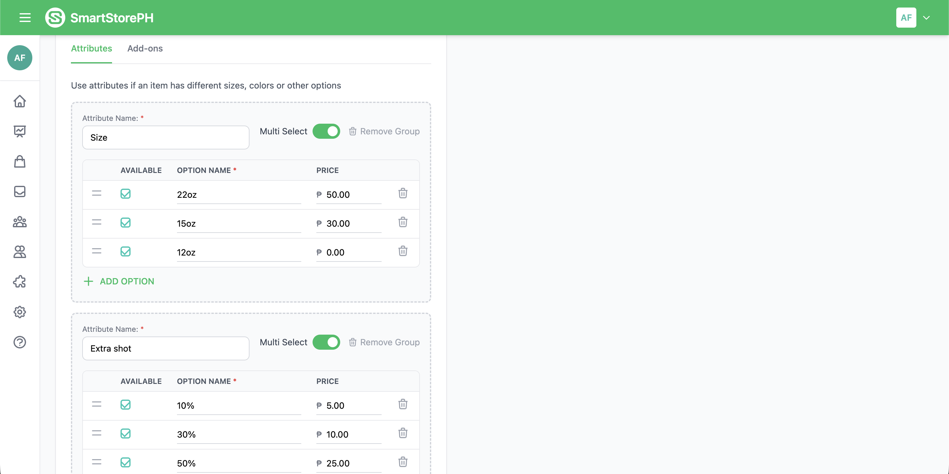 Attributes & Variants